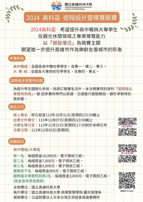 2024高科盃-遊程設計暨導覽競賽圖片